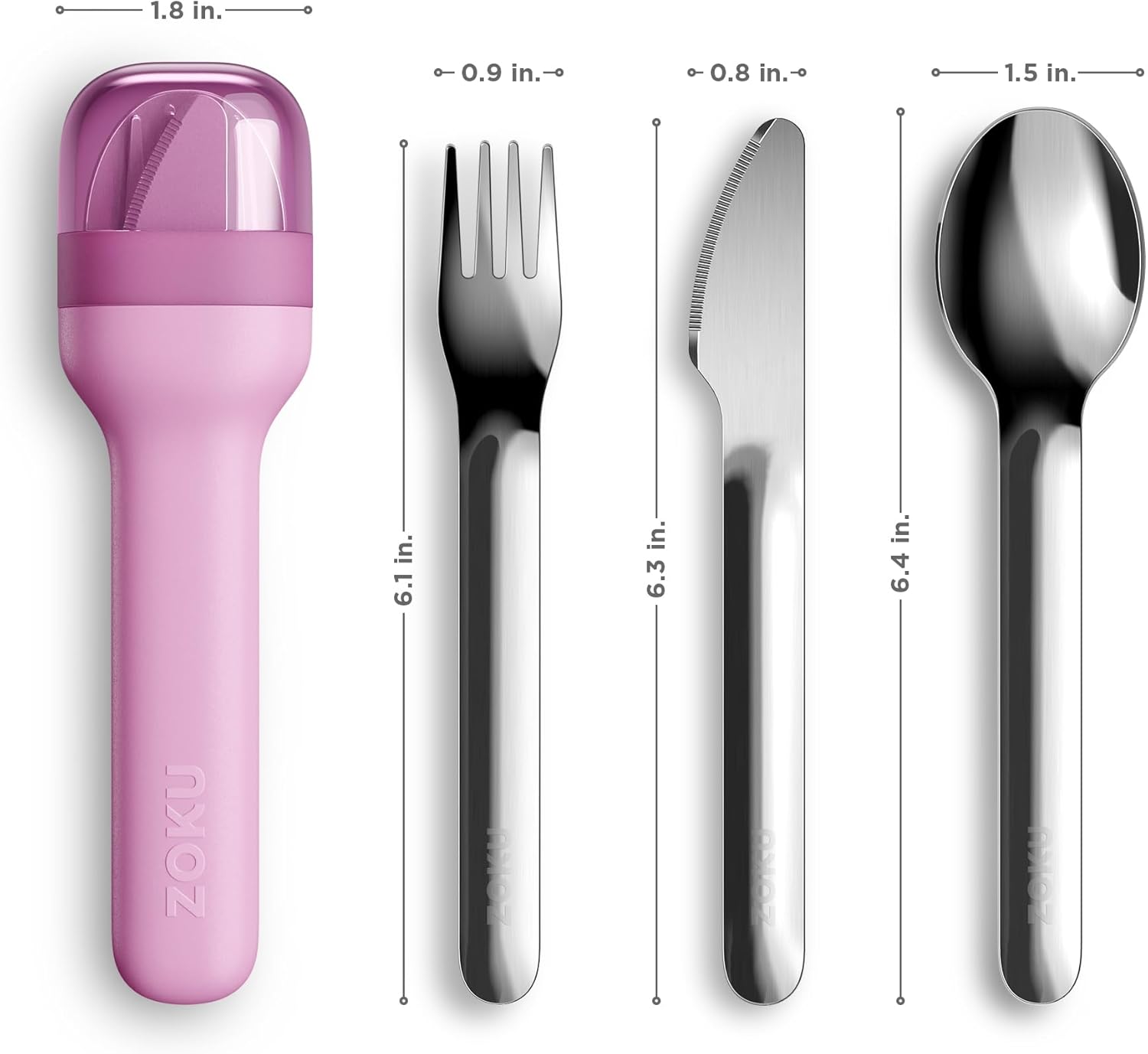 Zoku Pocket Stainless Steel 3pc. Utensil Set – Purple