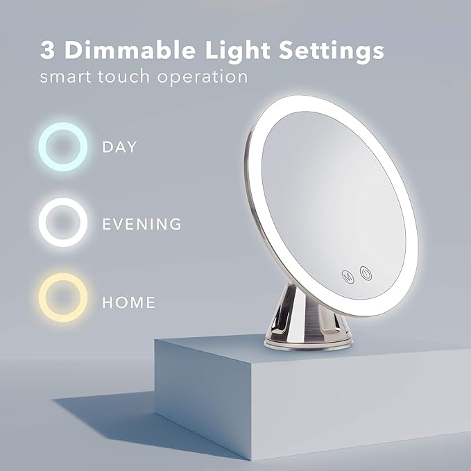 Fancii Lana LED Lighted 10X Magnifying Makeup Mirror – Rechargeable | Dimmable – 8"