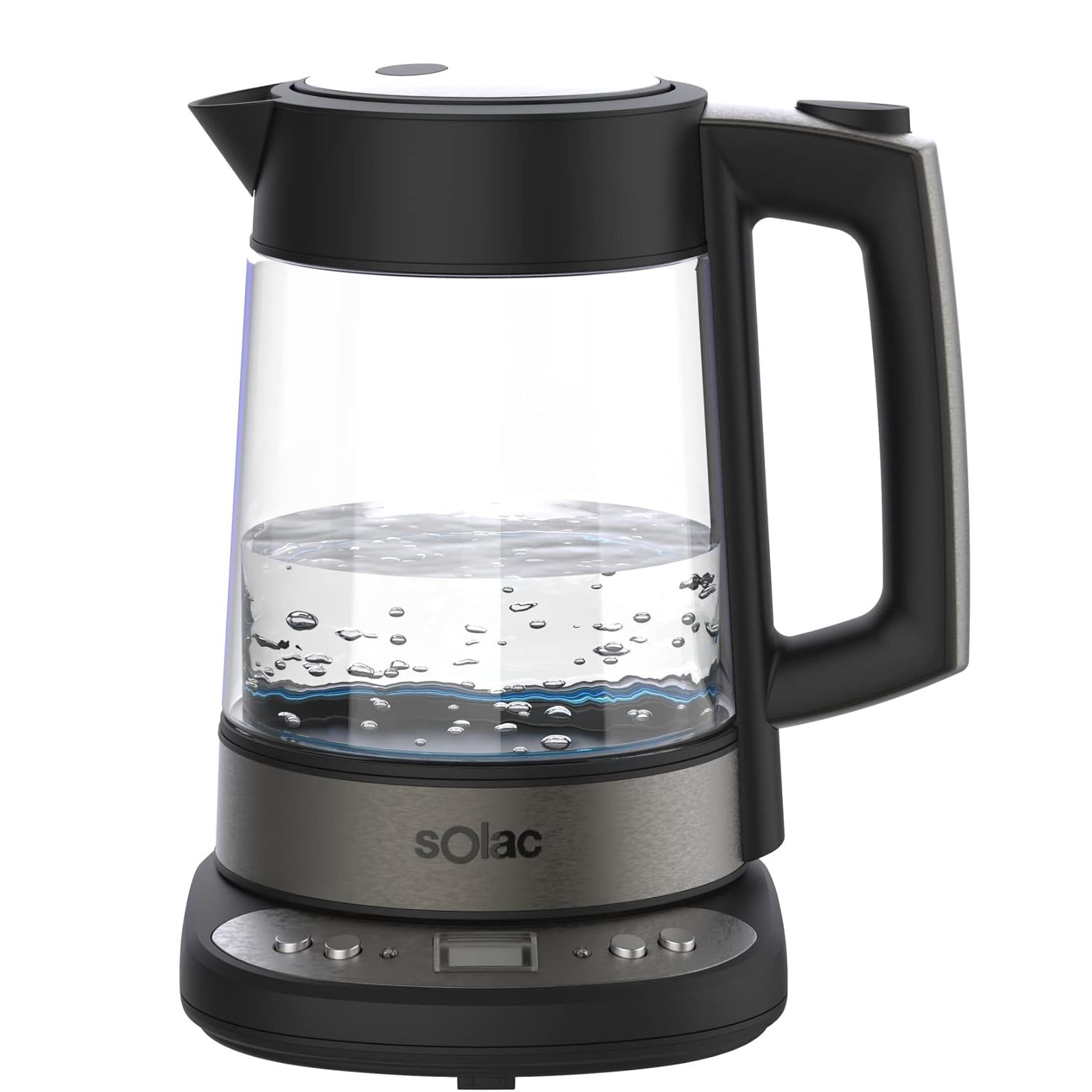 SOLAC Aroa Premium Electric Kettle – Adjustable Temp. Control – Dark Brushed Stainless Steel – 58oz.