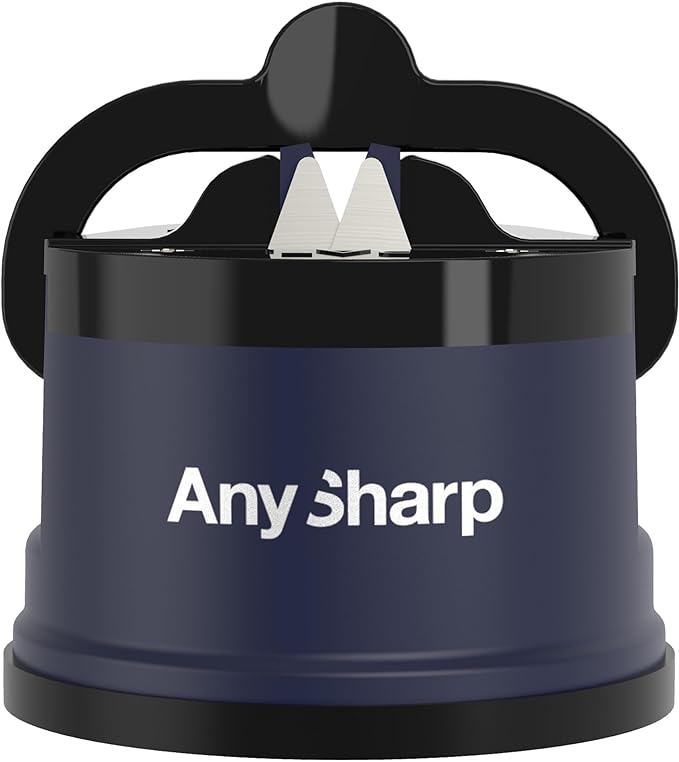 AnySharp Pro Knife One Handed Use Sharpener With Power Grip Surface – Navy