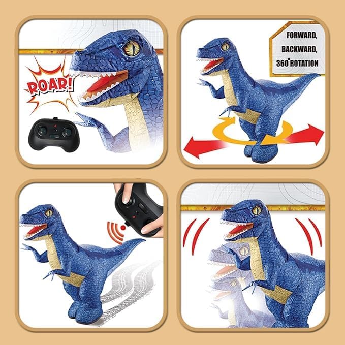 Remote Control Inflatable T-Rex Dinosaur Toy – 30" Tall – Blue/Green – Each Sold Separately