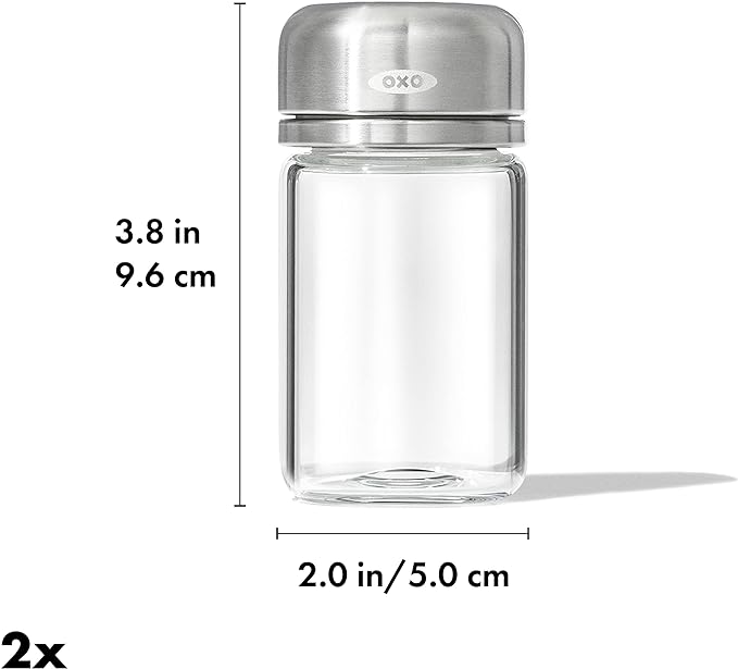 OXO Good Grips Glass Adjustable Salt & Pepper Shaker Set – 3.5 oz Each