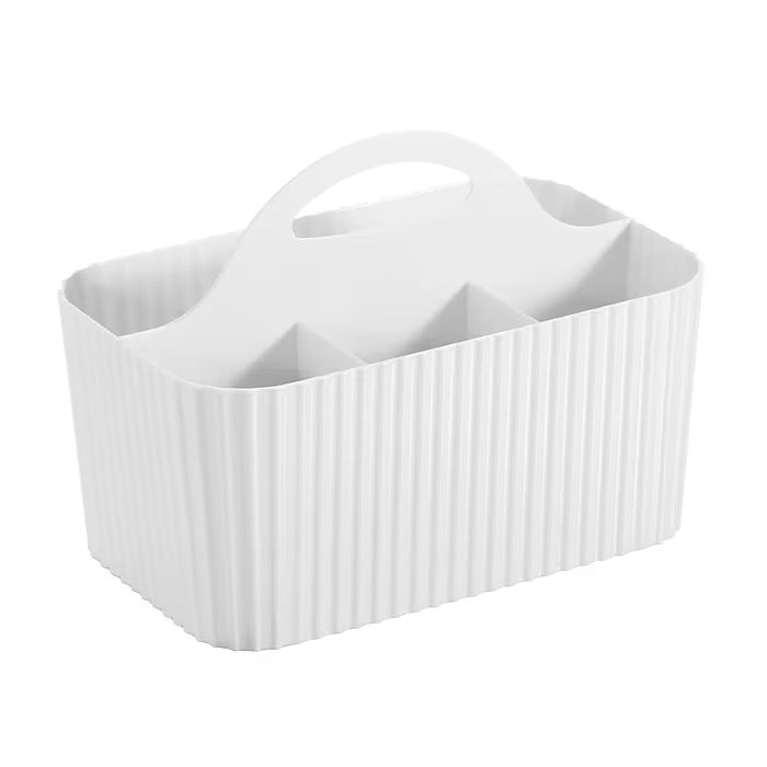 mDesign 4-Section Plastic Caddy Organizer with Handle – White