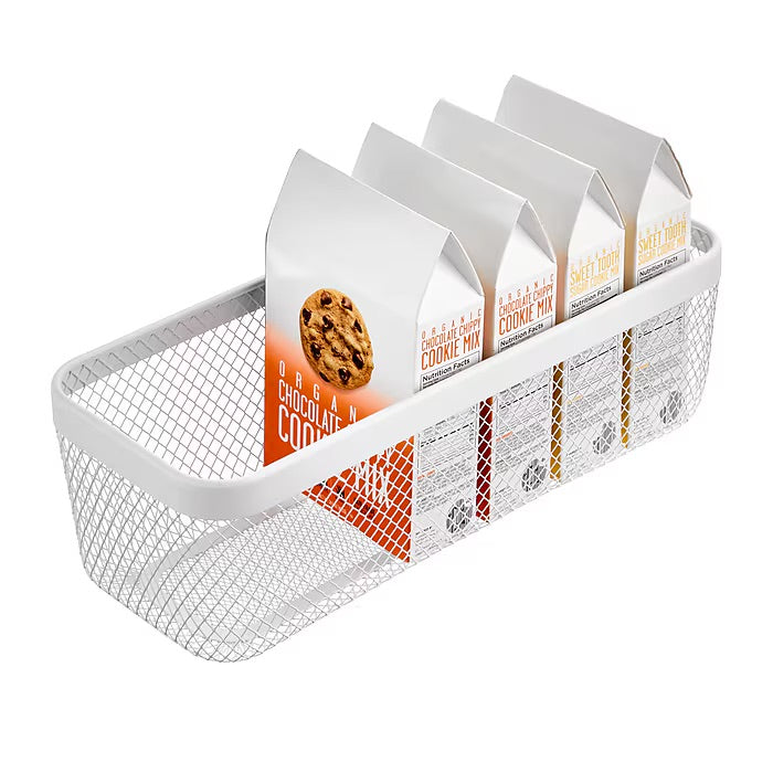 mDesign Wire Mesh Basket – White – 16” x 6” x 5"