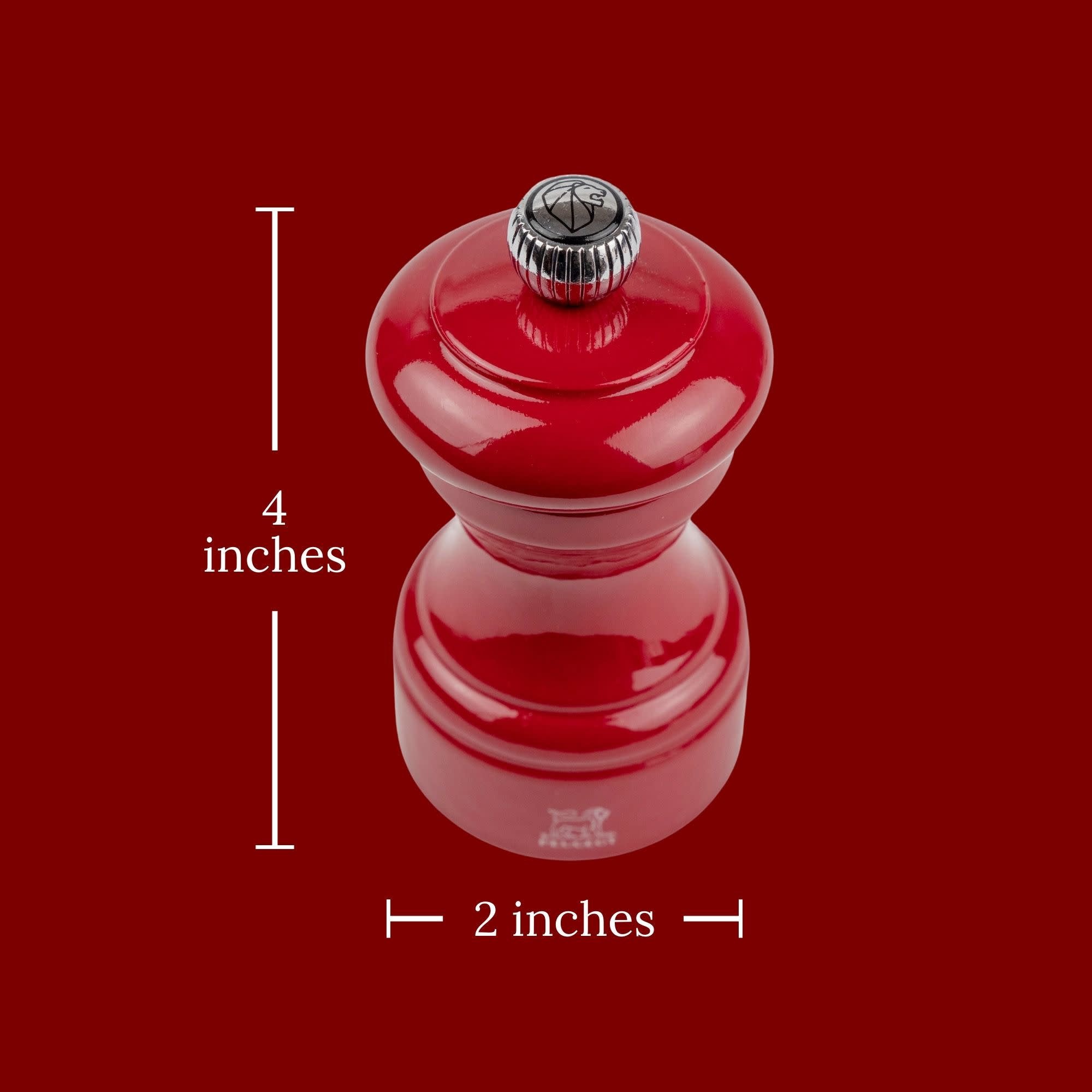 Peugeot Bistro Manual Gloss Painted Wood Pepper Mill – Red – 4"