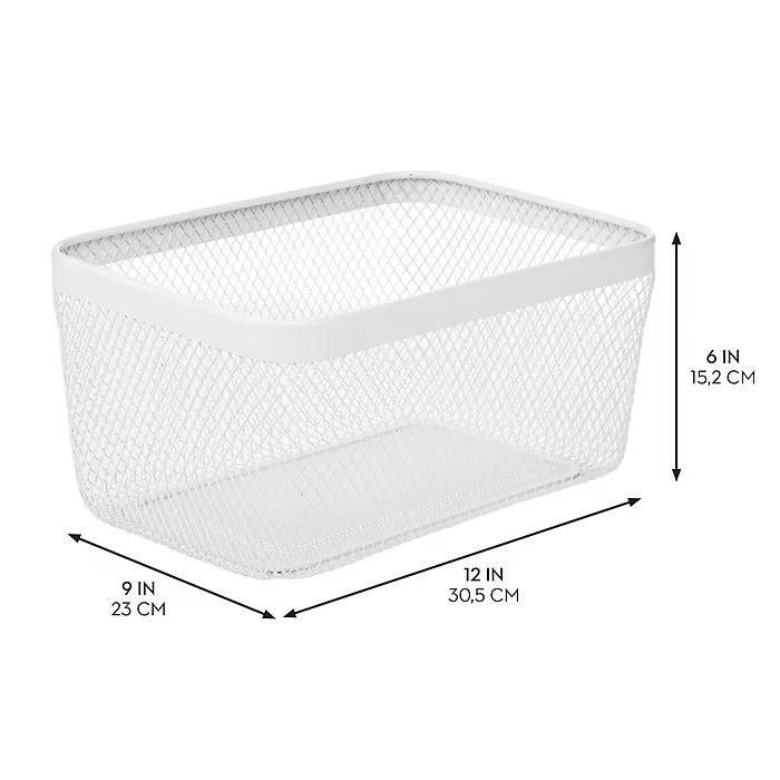 mDesign Wire Mesh Basket – White – 12” x 9” x 6"