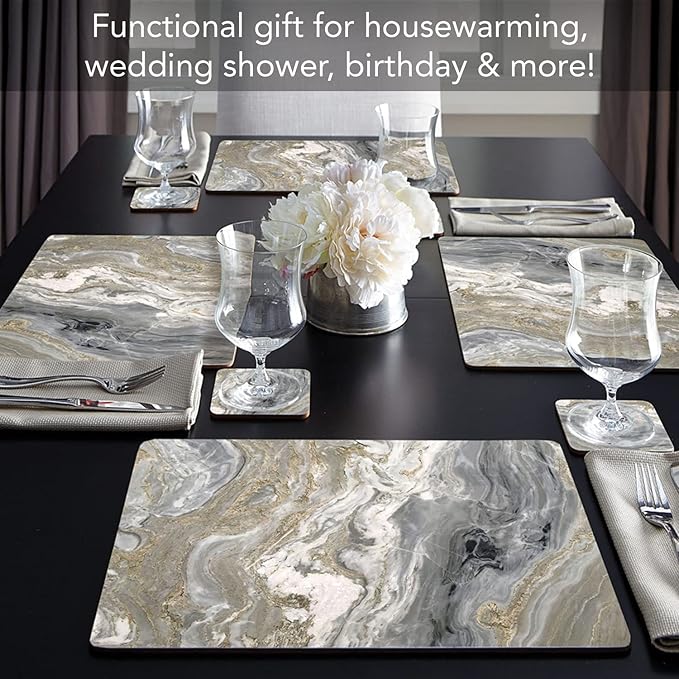 Highland Home Hardboard Cork-Backed Placemats – Quartz – Set of 4