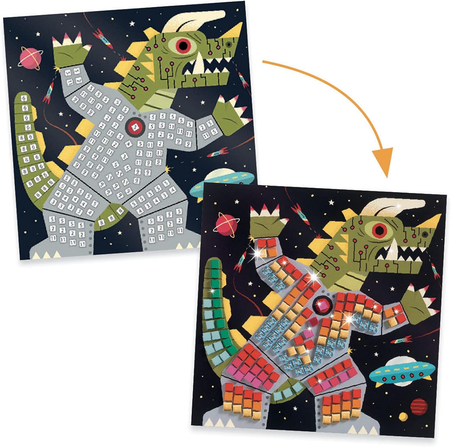 Djeco Battle Sticker Mosaic Craft Kit – Space
