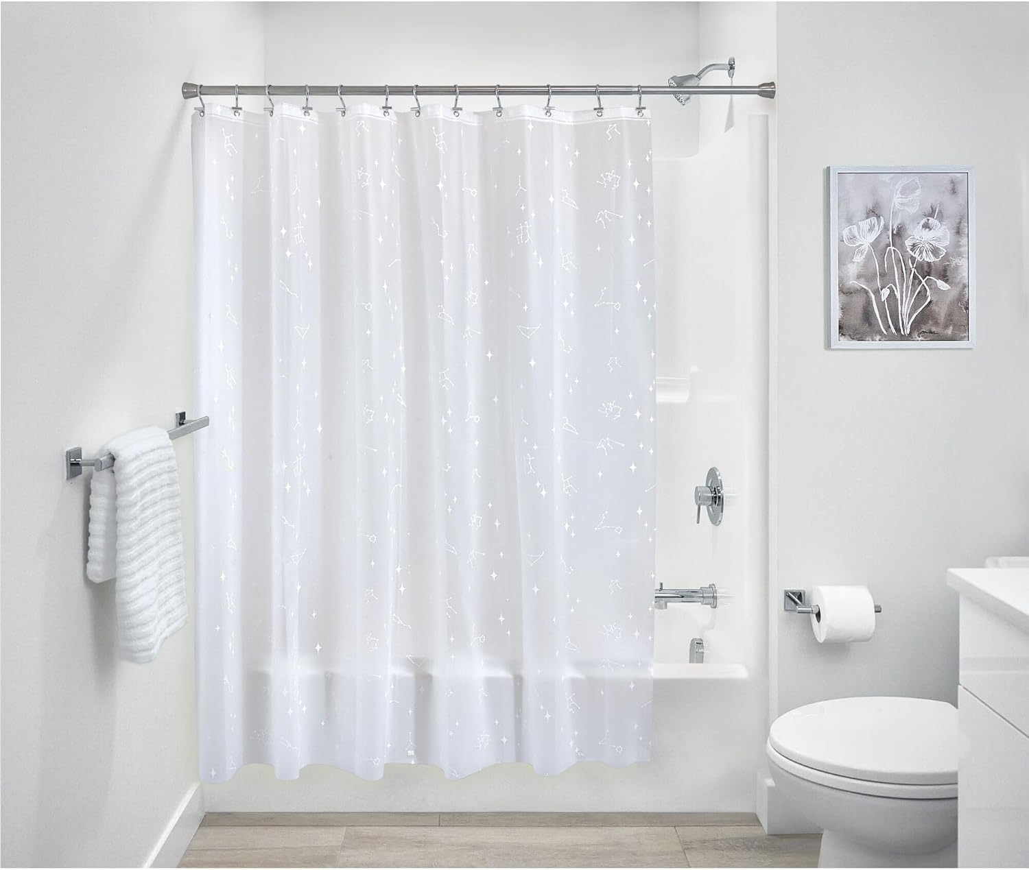 IDesign Water Resistant Peva Shower Curtain – Constellation – 72" x 72"