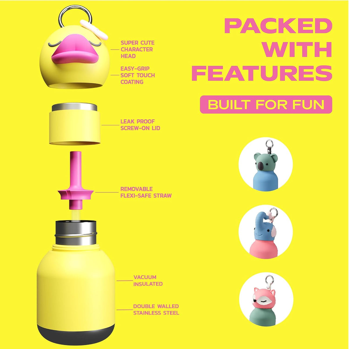 ASOBU Bestie Mini Water Bottle – Ducky – 6.7oz – 3.2" X 5.5"