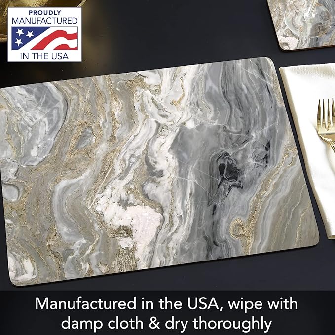 Highland Home Hardboard Cork-Backed Placemats – Quartz – Set of 4