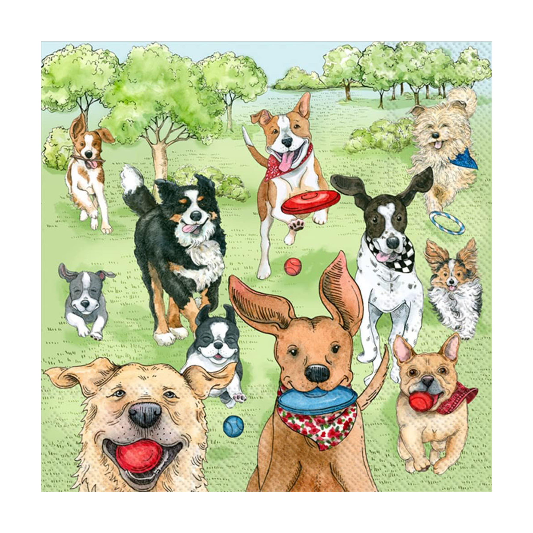 "Dog Park Runners" Cocktail Beverage Napkins – 20pk
