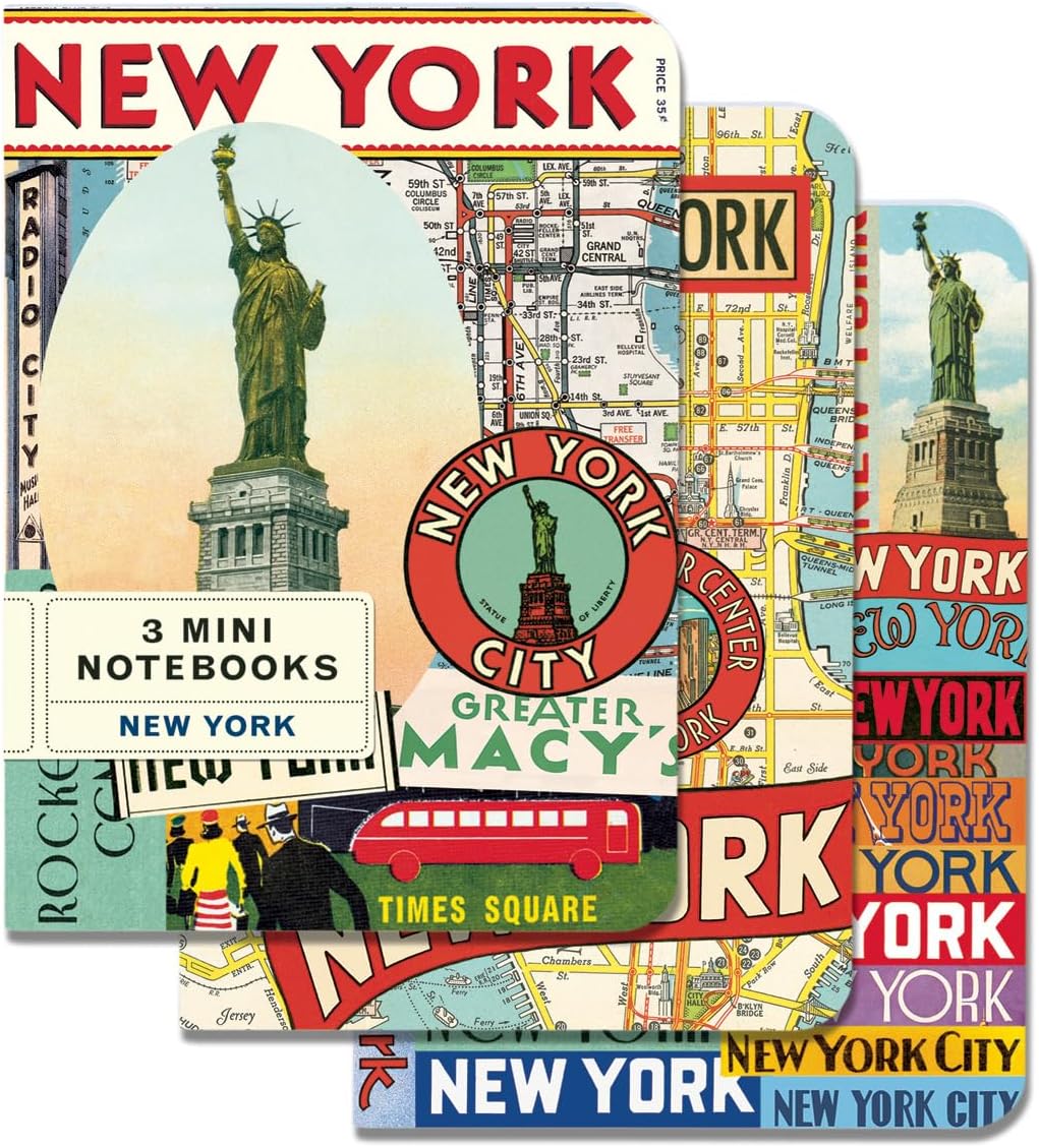 Cavallini & Co. New York City Mini Notebooks – Set of 3 –4" x 5.5"