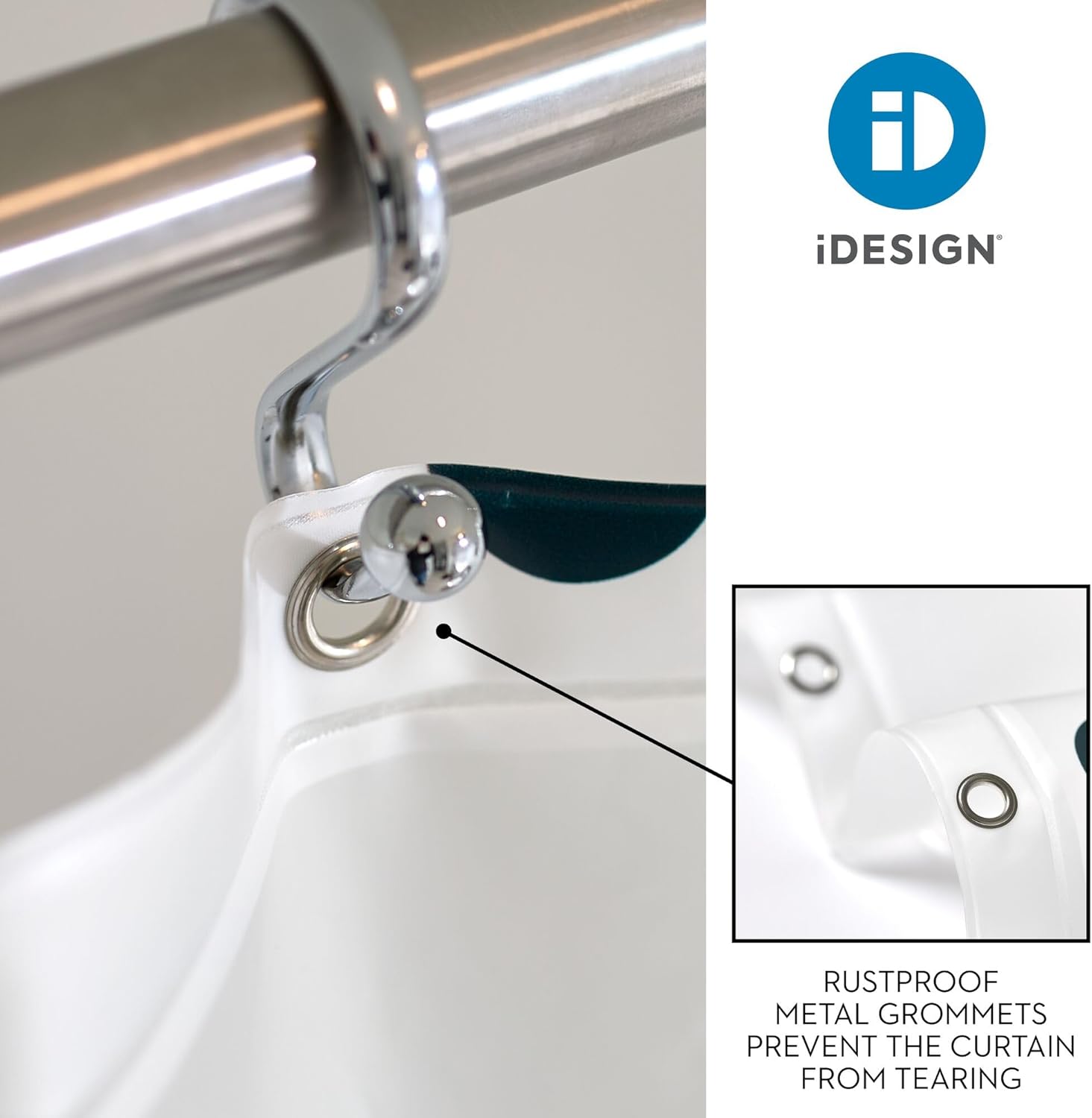 IDesign Water Resistant Peva Shower Curtain – Black Dots – 72" x 72"