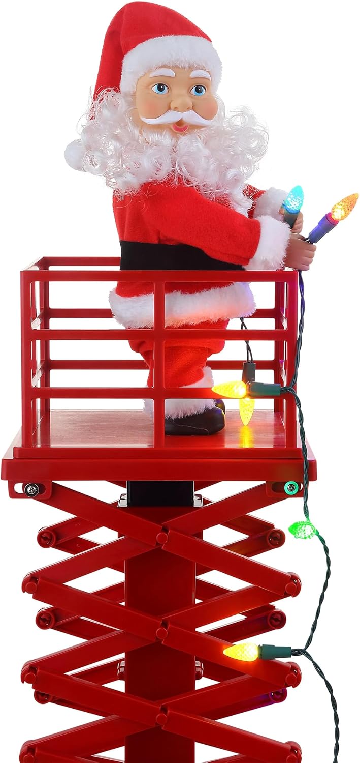 Mr. Christmas Ascensor de Santa animado y musical - 50 pulg. - Blanco