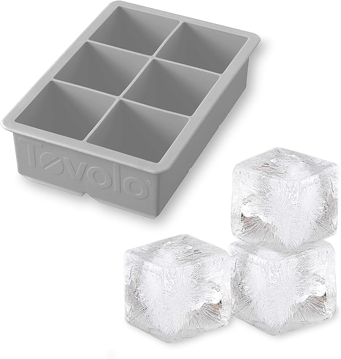 King Cube 硅胶冰格冷冻托盘 – 2 英寸冰块 – 牡蛎灰