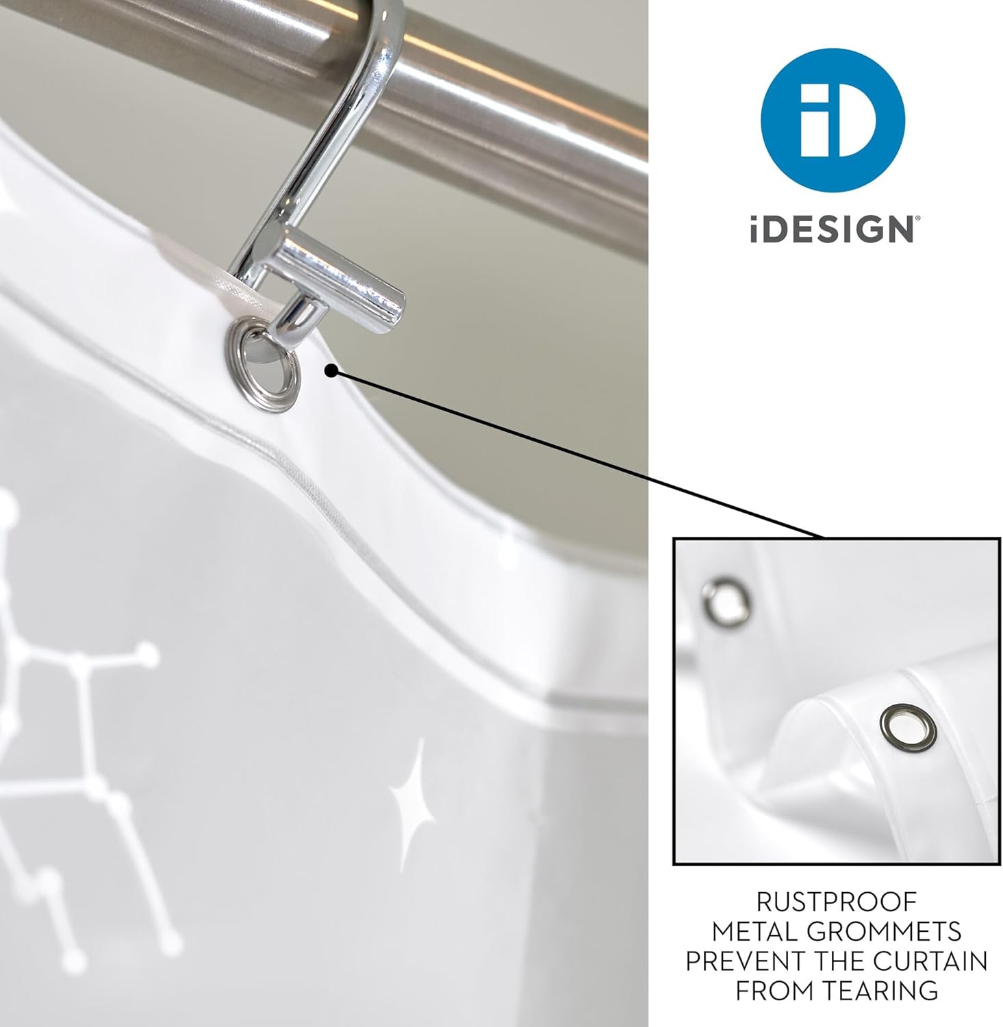 IDesign Water Resistant Peva Shower Curtain – Constellation – 72" x 72"
