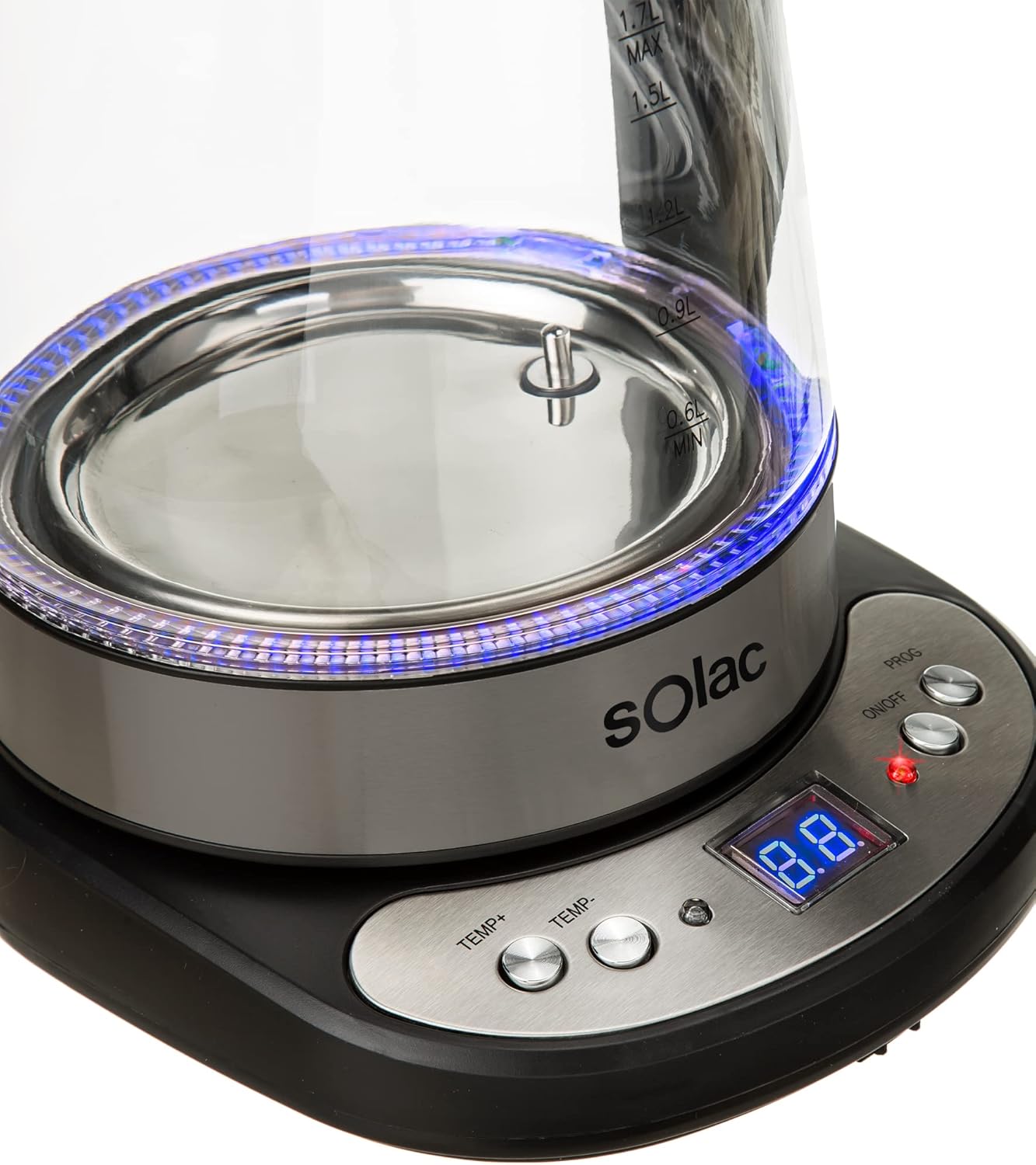 SOLAC Aroa Premium Electric Kettle – Adjustable Temp. Control – Dark Brushed Stainless Steel – 58oz.