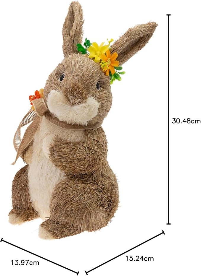 Bowie Straw Easter Bunny Tabletop Figurine – 12"