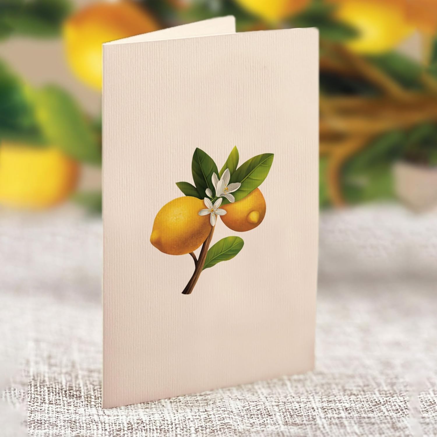 Fresh Cut Paper 3D Pop Up Flower Greeting Note Card – Lemon Blossom Tree – 6" x 5"