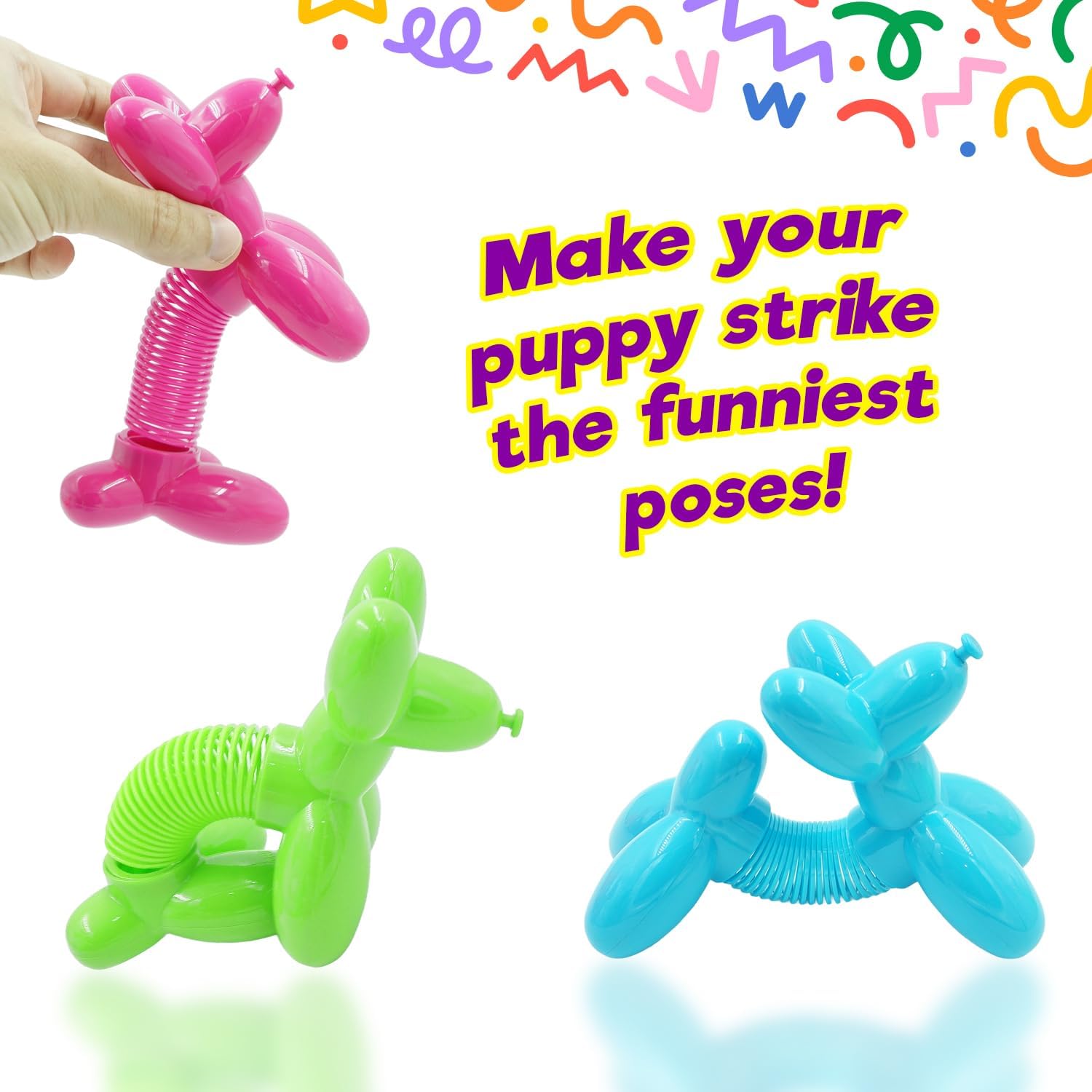 Springy Dog Coil Spring Toy – Assorted Colors – Each Sold Separately