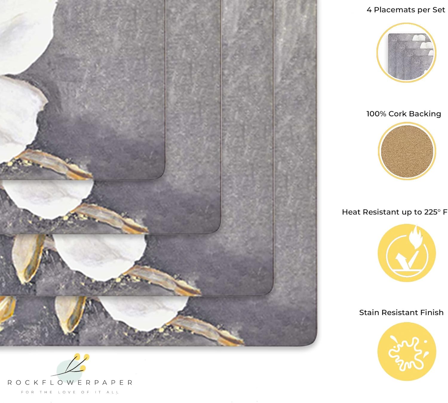 Magnolia Art Hardboard Placemats – Boxed 4 Pack