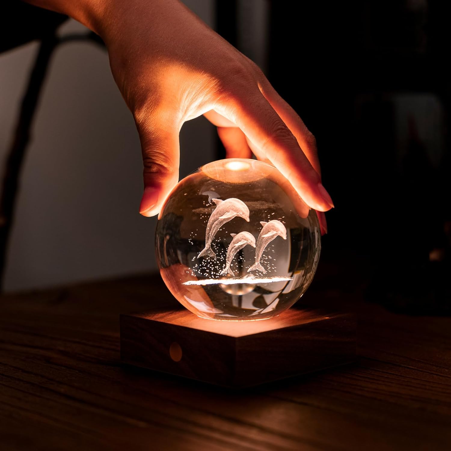 Gingko Designs Amber Crystal Paper Weight – Jumping Dolphins