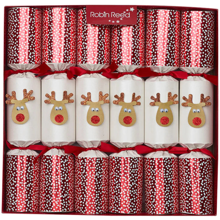 6 Crackers De Noël Robin Reed 13 Pouces - Bonhomme De Neige Mécanique