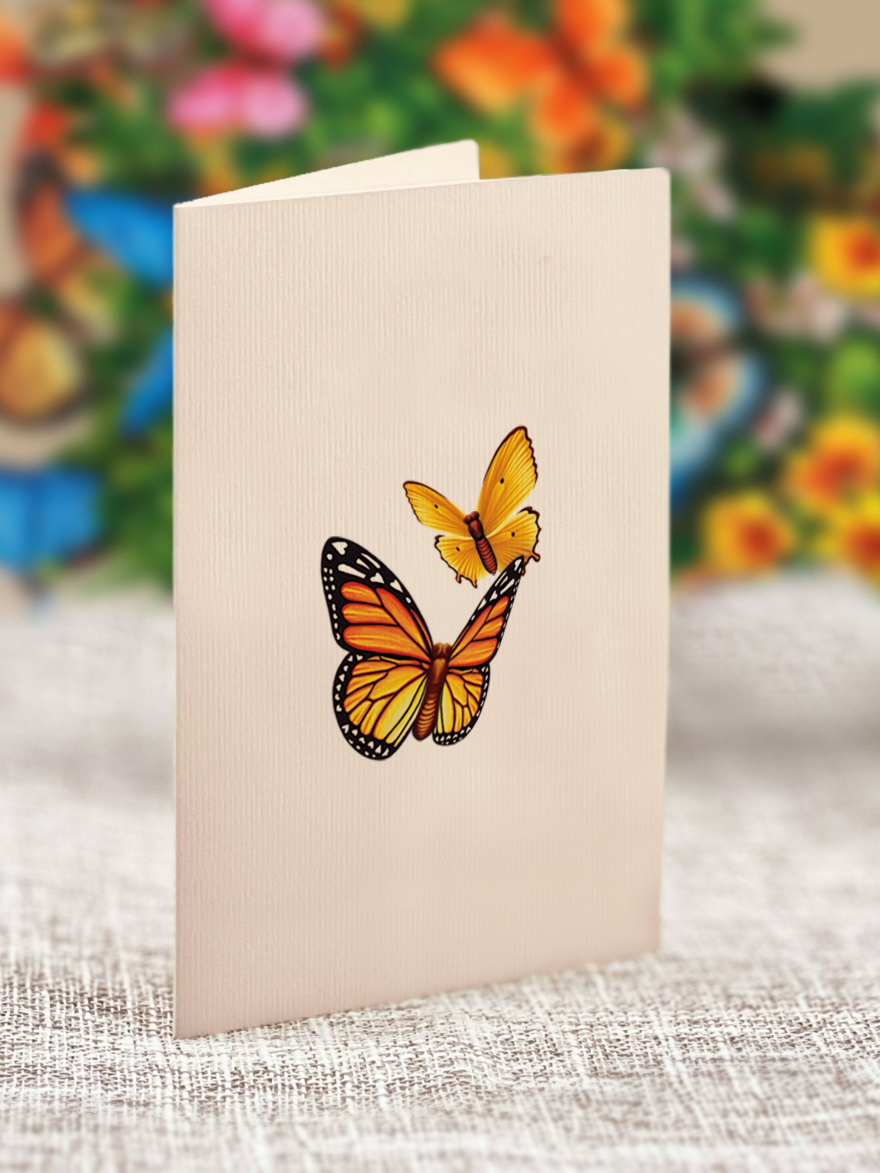 Fresh Cut Paper 3D Pop Up Flower Greeting Note Card – Butterflies & Buttercups – 6" x 5"