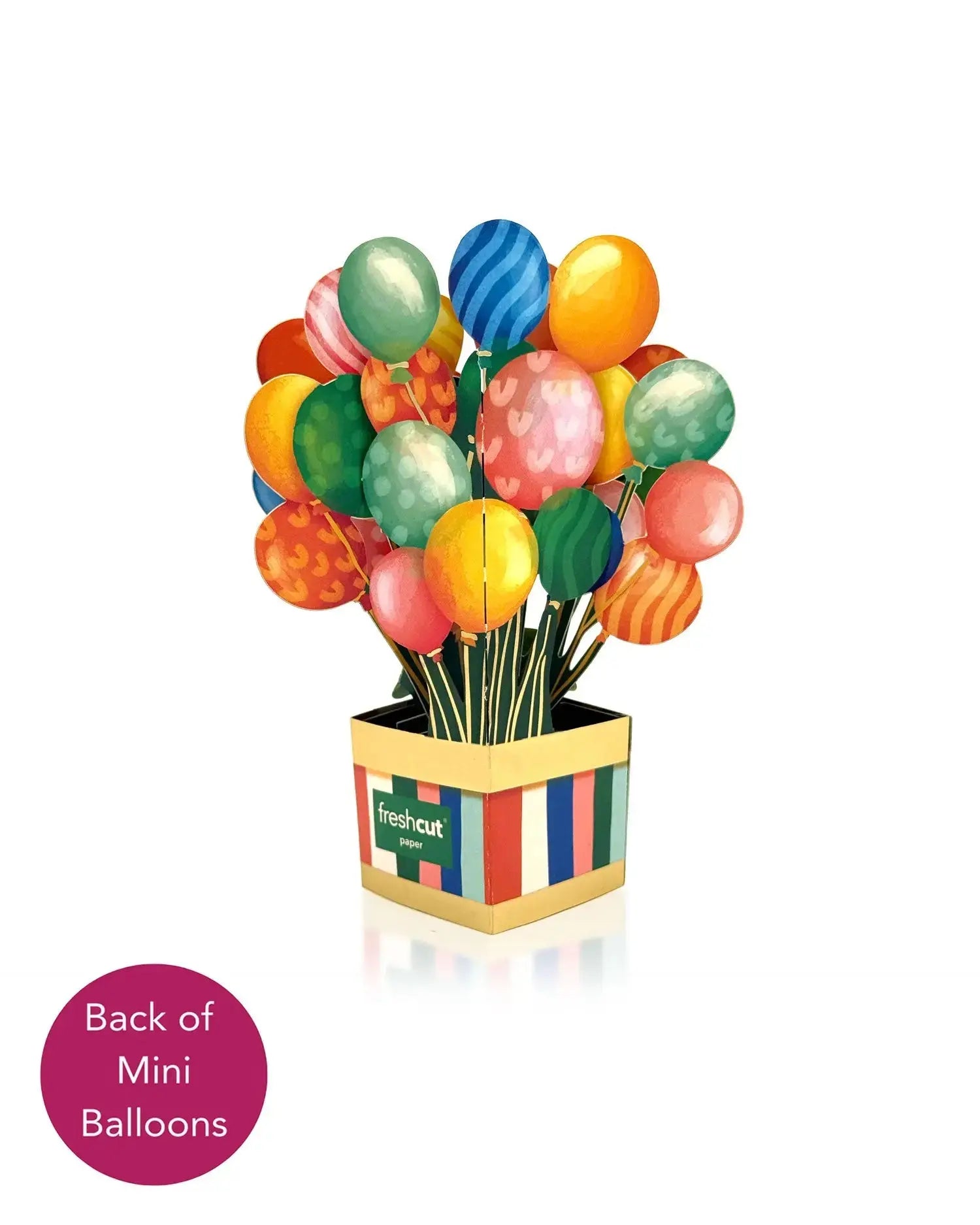 Fresh Cut Paper 3D Pop Up Greeting Note Card – Birthday Balloons – 5.5" x 4.5"
