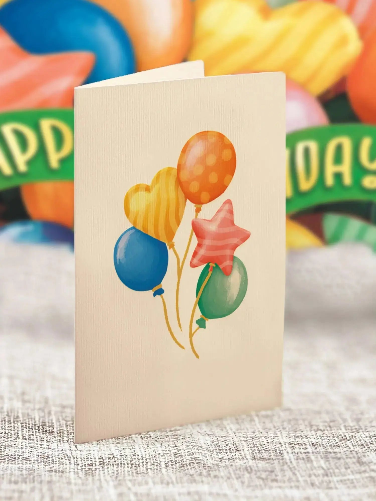 Fresh Cut Paper 3D Pop Up Greeting Note Card – Birthday Balloons – 5.5" x 4.5"