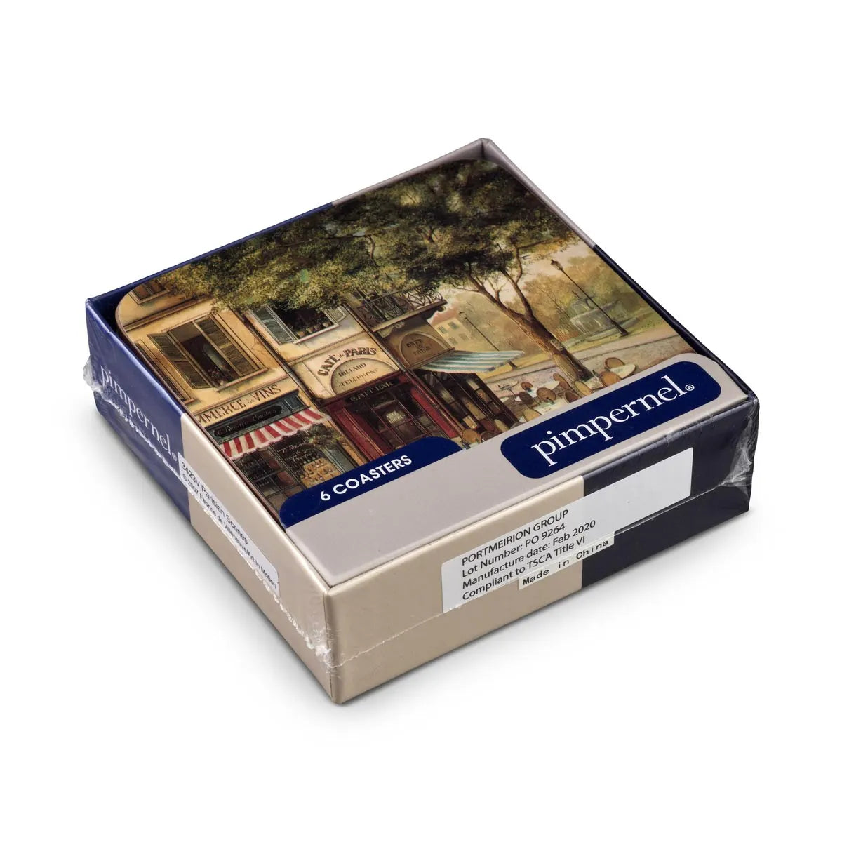 Portmeirmion Square Corkback Coasters – Parisian Scenes – Set of 6