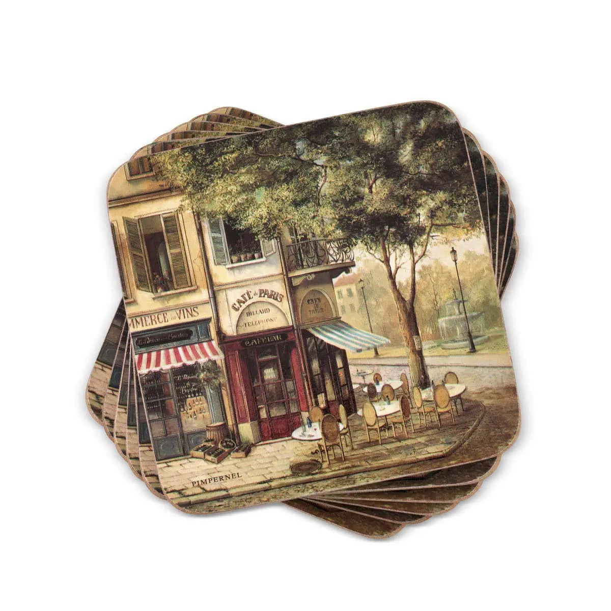 Portmeirmion Square Corkback Coasters – Parisian Scenes – Set of 6