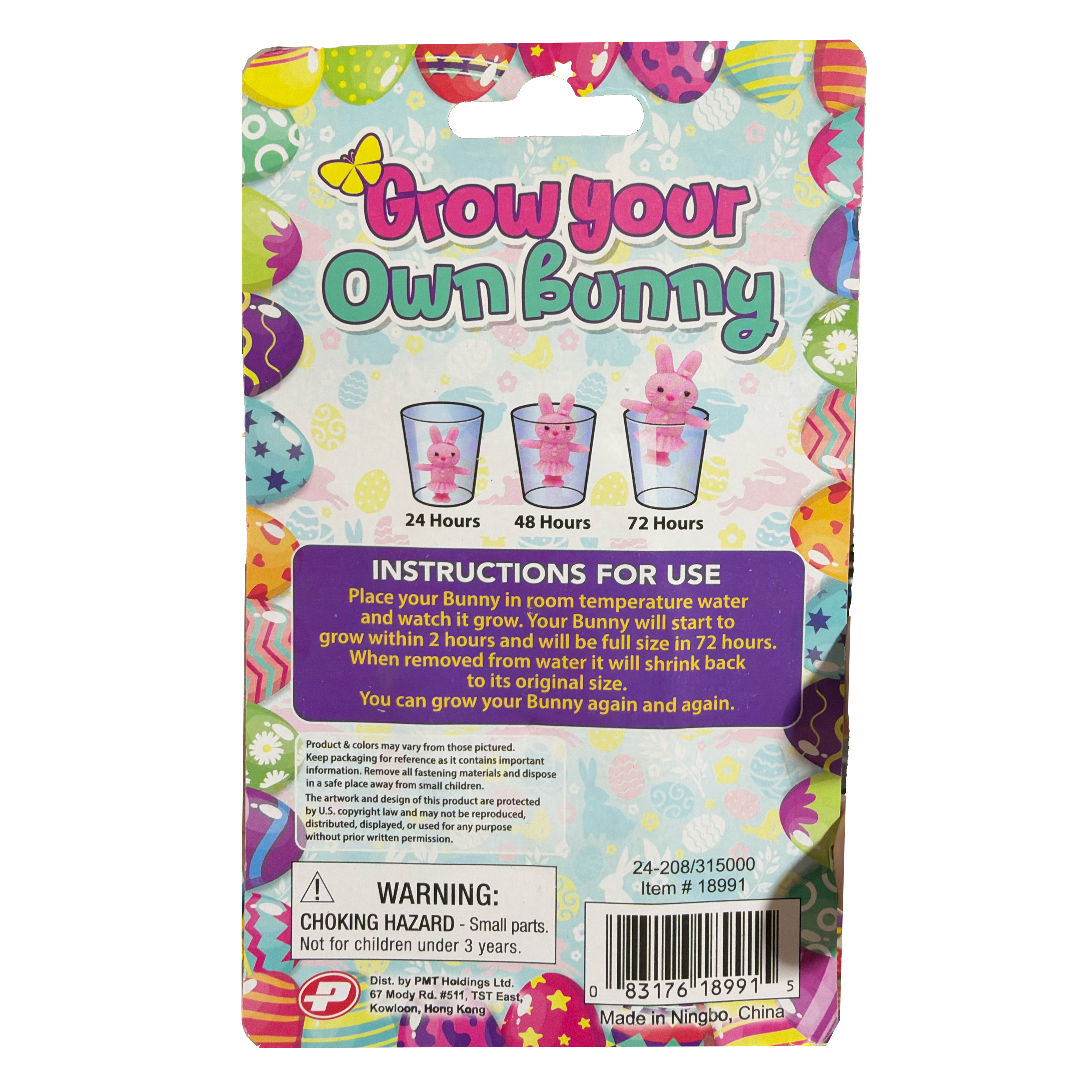 Grow A Bunny Toy – Assorted Colors – Each Sold Separately