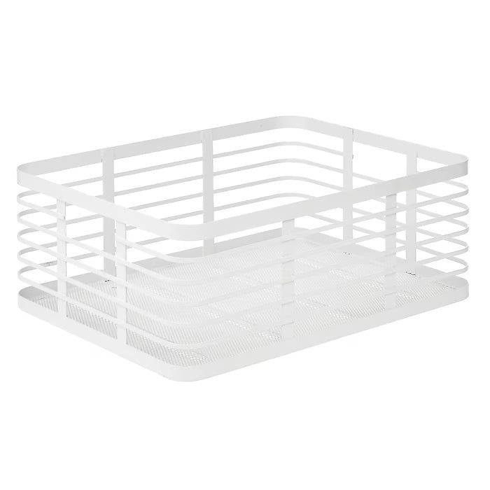mDesign Carson Steel Organizer Basket – Matte White – 16" x 12" x 6"