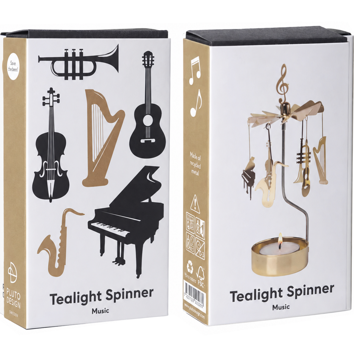 Talla Rotary Tealight Spinning Candle Holder – Music – 2.8" x 6.5"