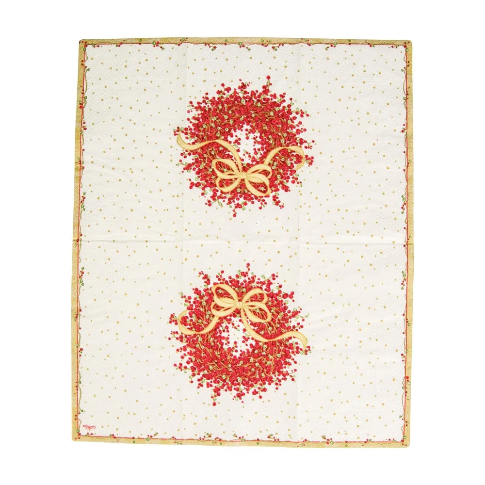 Caspari Pepperberry Christmas Guest Towel - 15pk
