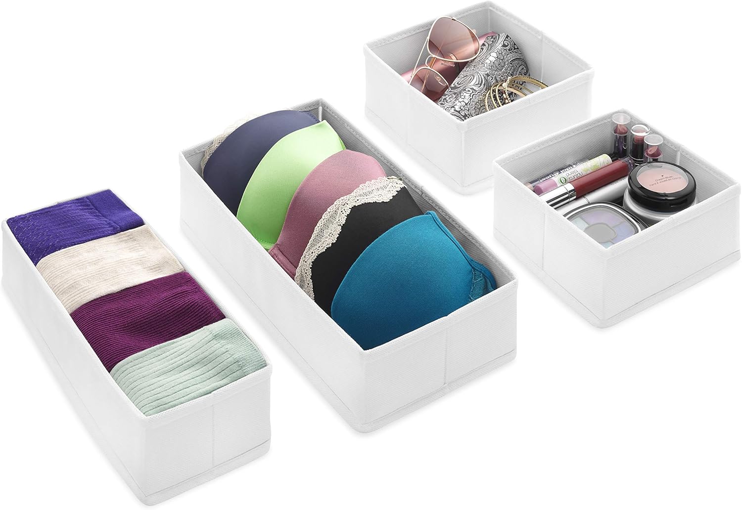 Whitmore Drawer Organizers – White – Set of 4