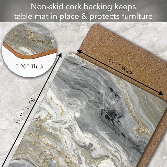 Highland Home Hardboard Cork-Backed Placemats – Quartz – Set of 4