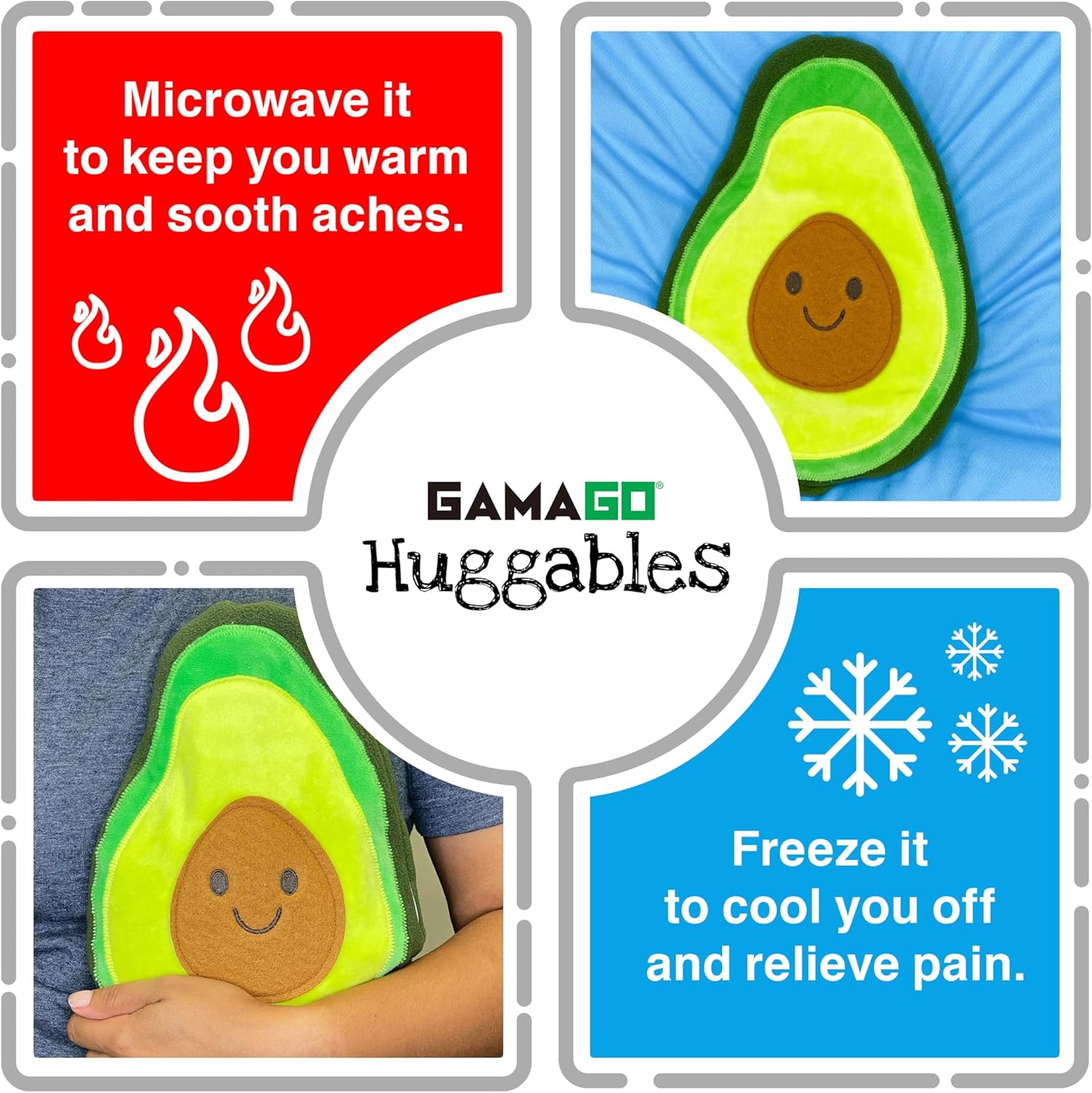 GAMAGO Microwavable Heating Pad & Huggable Pillow – Avocado