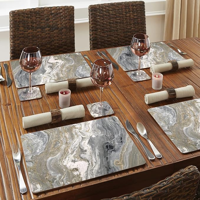Highland Home Hardboard Cork-Backed Placemats – Quartz – Set of 4
