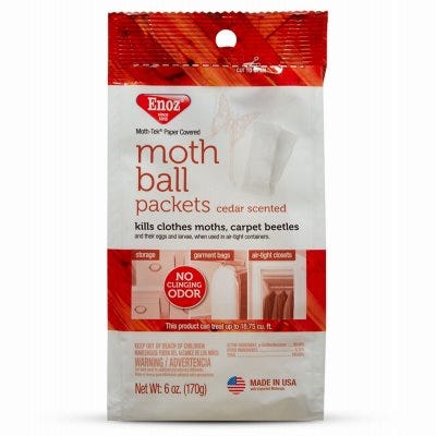 Enoz Moth-Tek Cedar Scented Moth Ball Packets – 6 oz.