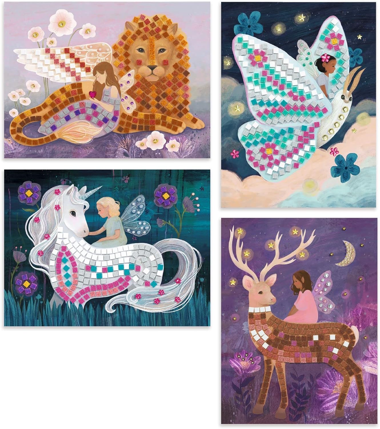 Djeco Mosaic Craft Kit With Glitter & Rhinestones – Enchanted Word