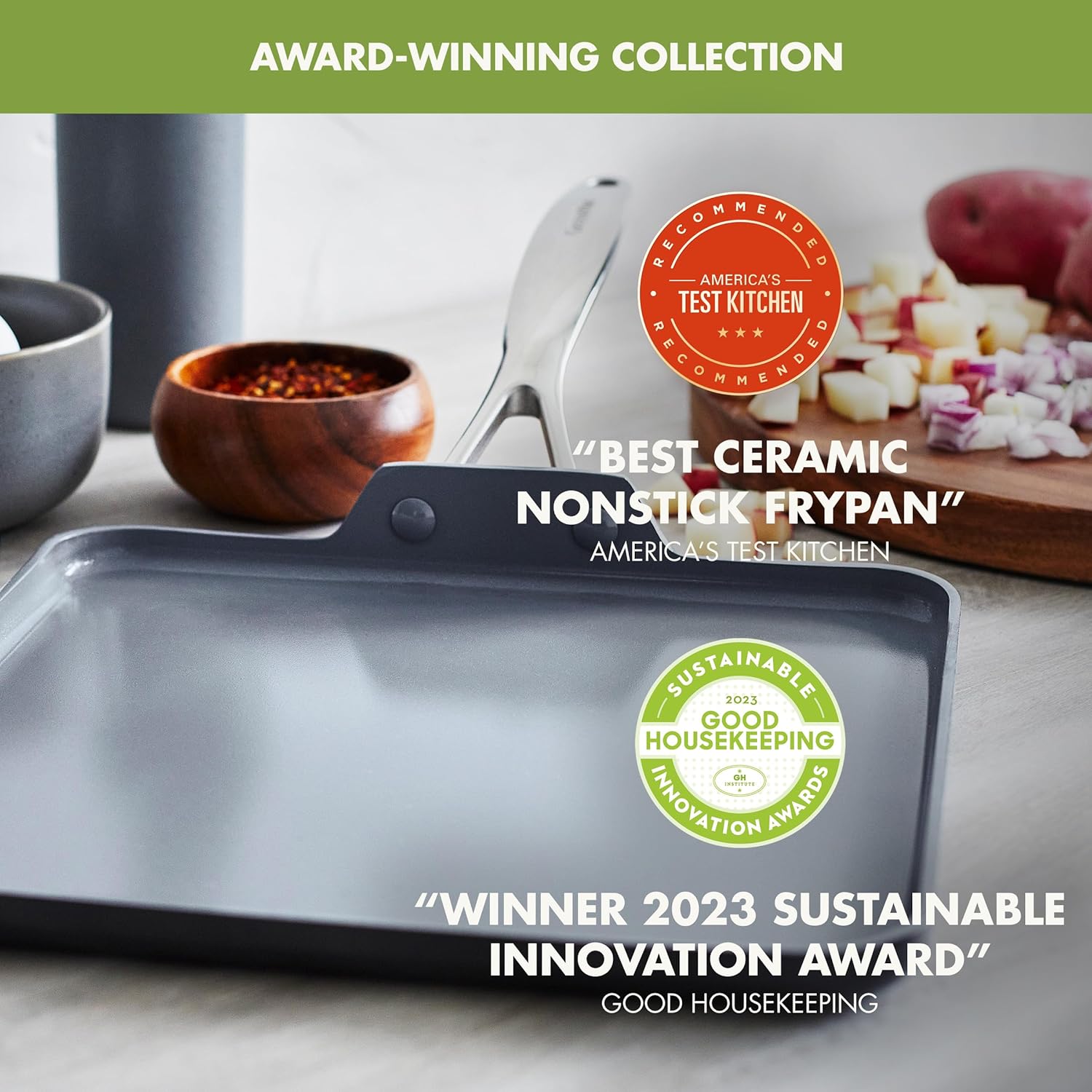 GreenPan Valencia Pro Hard Anodized Healthy Ceramic Nonstick Griddle Pan – 11"