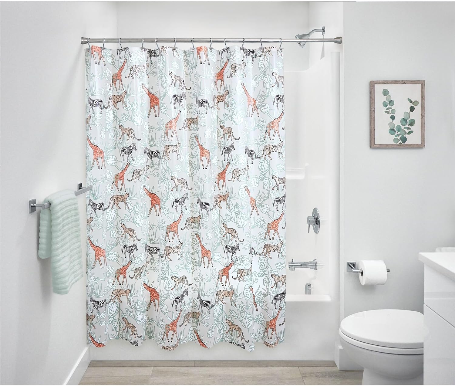 IDesign Water Resistant Peva Shower Curtain – Safari – 72" x 72"