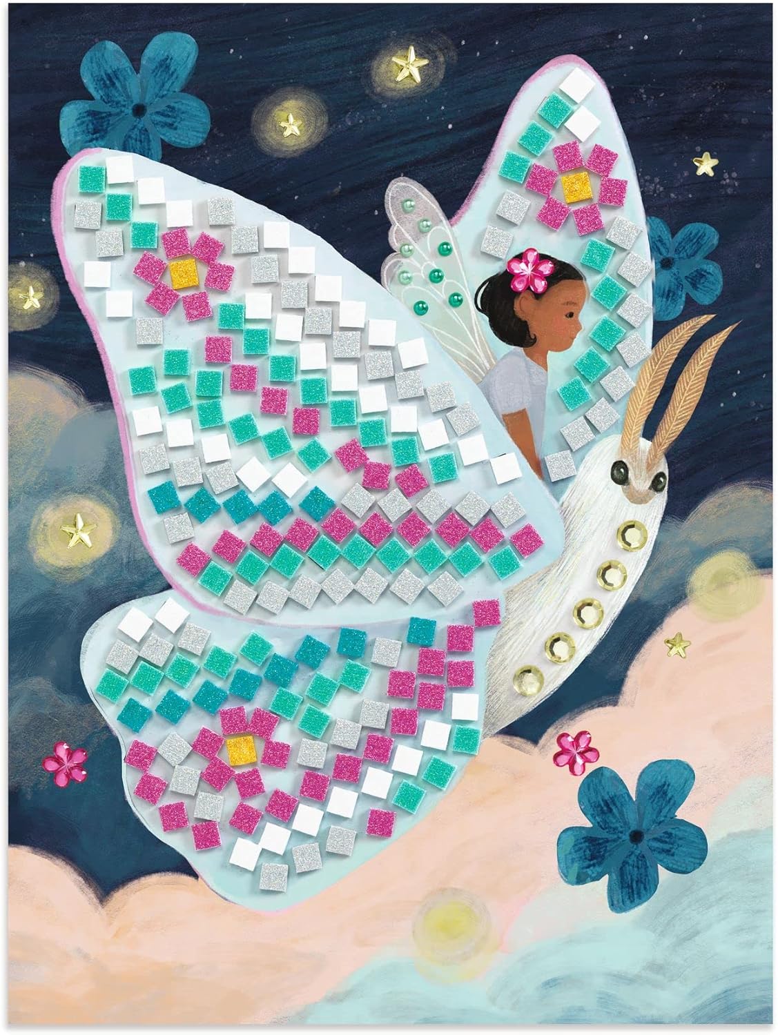 Djeco Mosaic Craft Kit With Glitter & Rhinestones – Enchanted Word