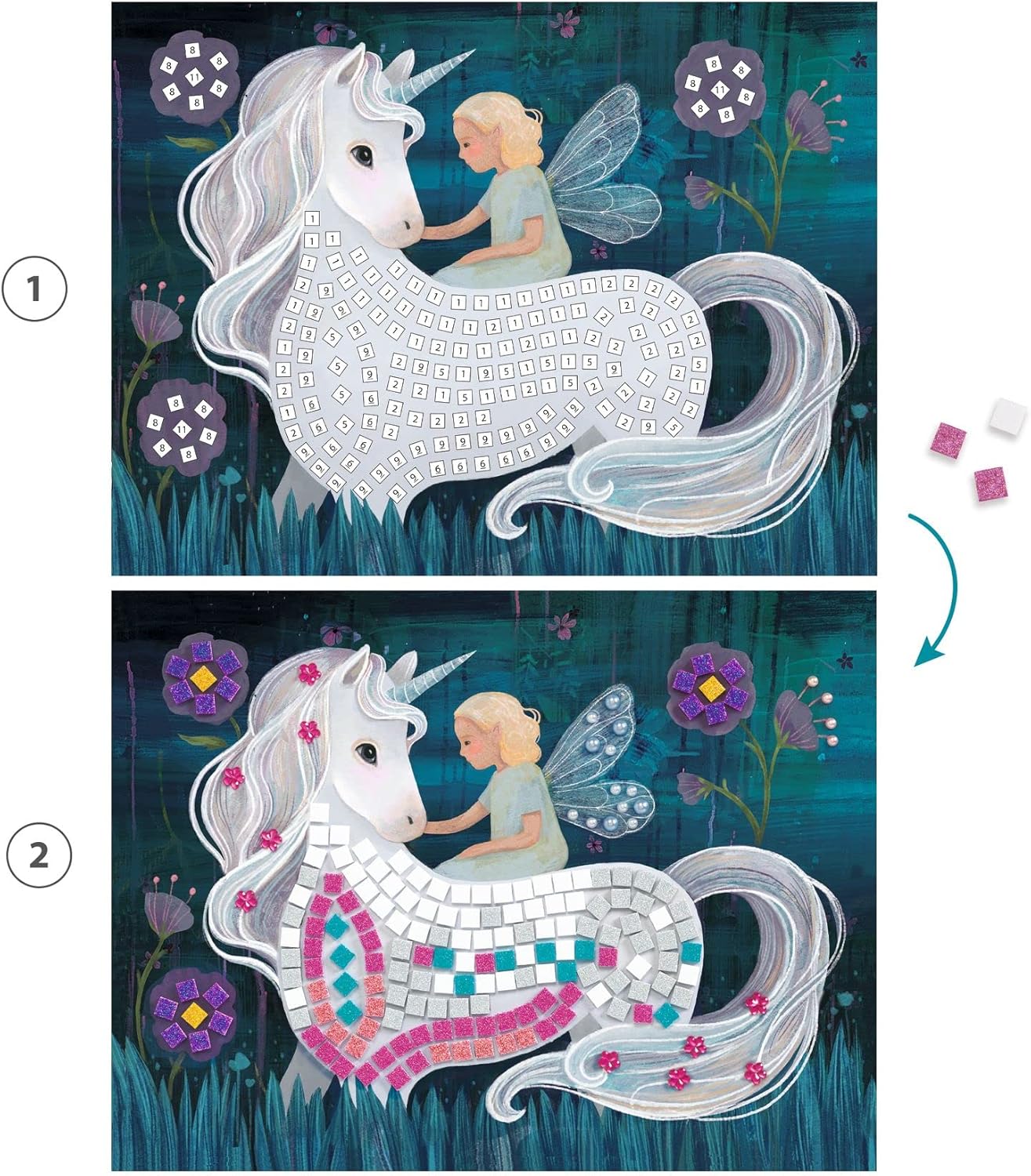 Djeco Mosaic Craft Kit With Glitter & Rhinestones – Enchanted Word