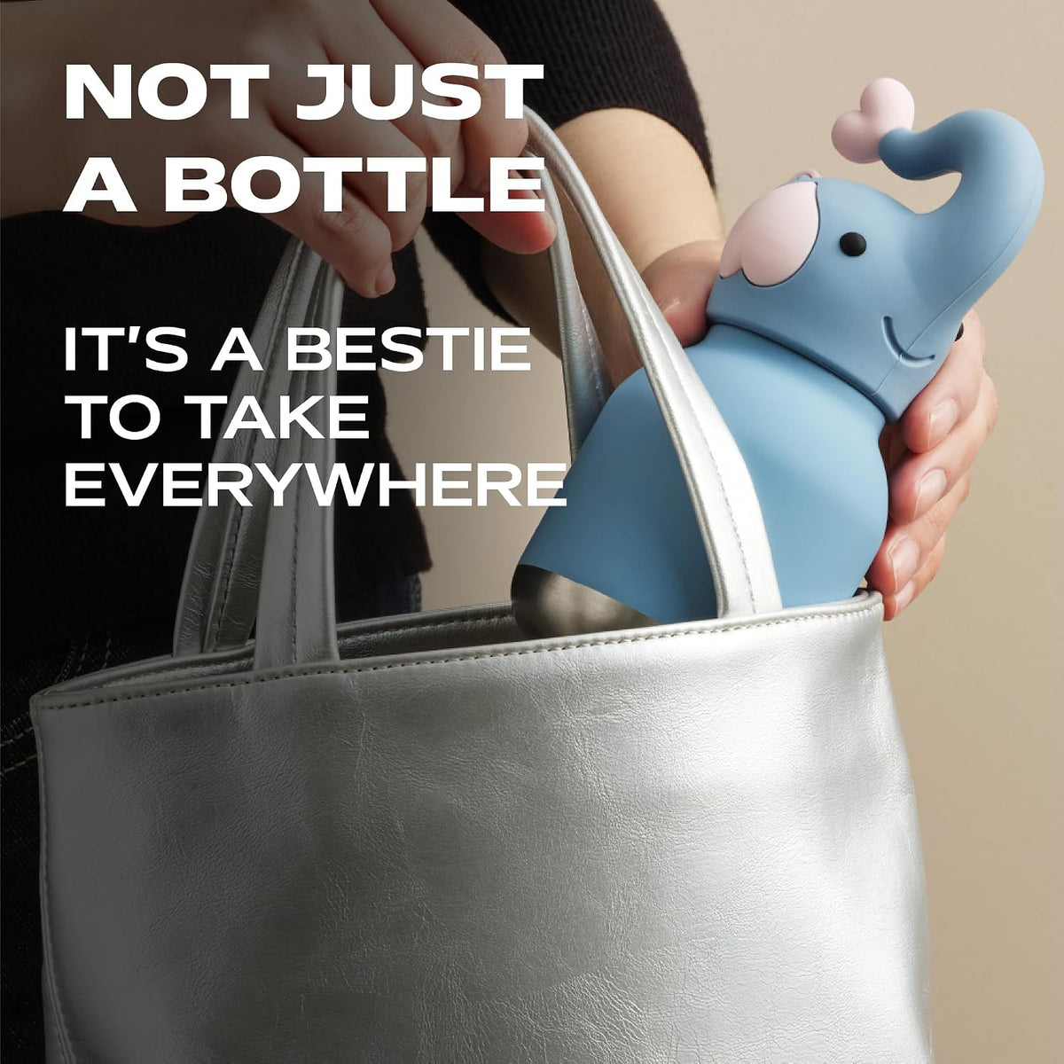 ASOBU Bestie Mini Water Bottle – Elephant – 6.7oz – 3.2" X 5.5"