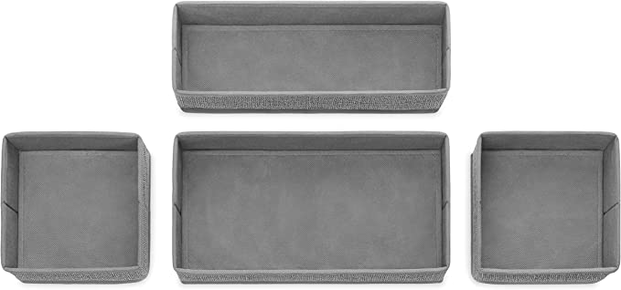Crosshatch Gray Drawer Organizers – Set of 4