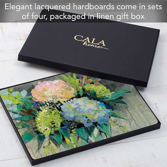 Highland Home Hardboard Cork-Backed Placemats – Hydrangeas from the Garden – Set of 4